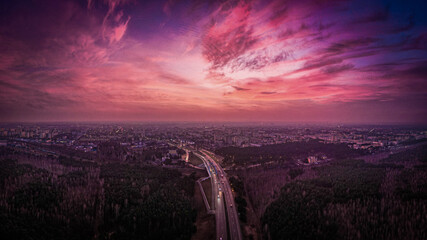 Fototapeta sunset over the city obraz