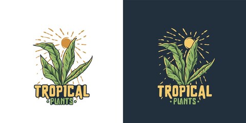 Summer surfing and tropical hawaii. Exotic plant for t-shirt print. Palm for tropic surf design