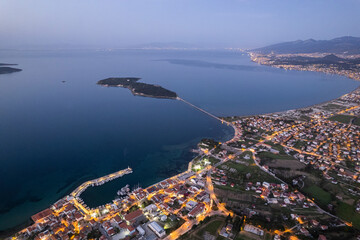 Drone shot in beautiful Urla, Izmir - the third largest city in Turkey. Aerial view