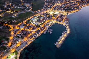 Drone shot in beautiful Urla, Izmir - the third largest city in Turkey. Aerial view
