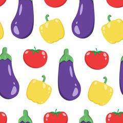 Vegetables seamless vector pattern. Healthy Fresh Harvest, vegan farm food.