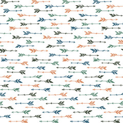 Pretty boho arrows graphic seamless pattern. Ethnic scandinavian design. Native american motive.