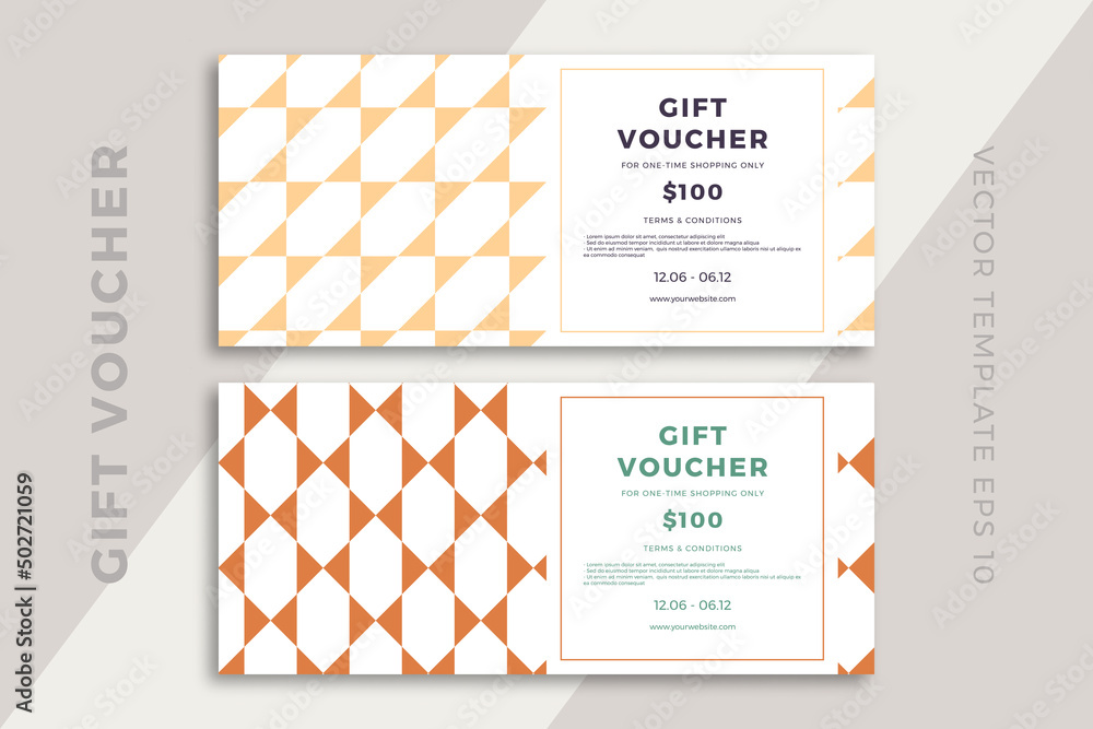 Poster trendy abstract gift card templates with artistic geometric pattern. modern discount coupon or certi