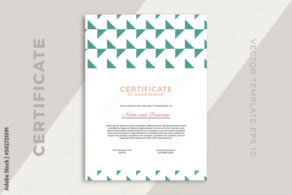 Aufkleber modern business diploma mockup for graduation or course completion with artistic geometric pattern. 