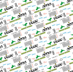 Gamer pattern. Seamless print with game controller for boys t-shirt, console video game graffiti with joystick . Bright colorful gamepad. Decor textile, wrapping paper wallpaper print or fabric © Aglaia