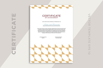 Modern business diploma mockup for graduation or course completion with creative geometric pattern. Trendy design of certificate of appreciation vertical template. Vector background EPS 10 - obrazy, fototapety, plakaty