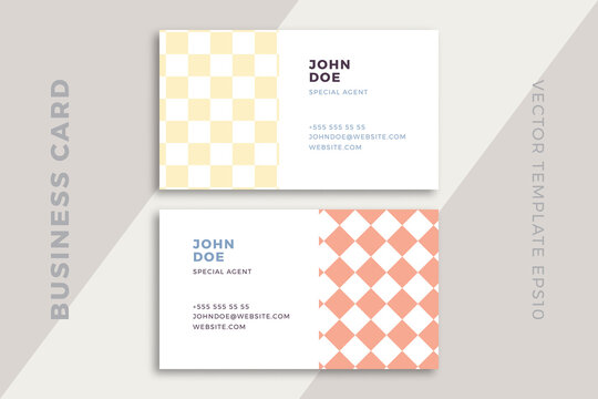 Trendy abstract business card templates with artistic geometric pattern. Modern corporate stationery id layout. Clean and simple vector editable background with sample text. EPS10