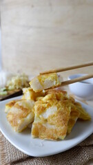 Pempek is a traditional food from Palembang, South Sumatra province, Indonesia. This food is made from basic ingredients of sago and fish