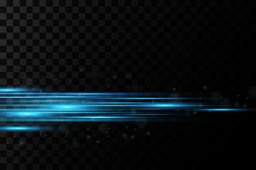 Vector illustration of a blue color. Light effect. Abstract laser beams of light. Chaotic neon rays of light