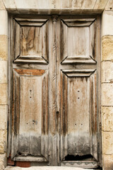 Old carved wooden door in Spain