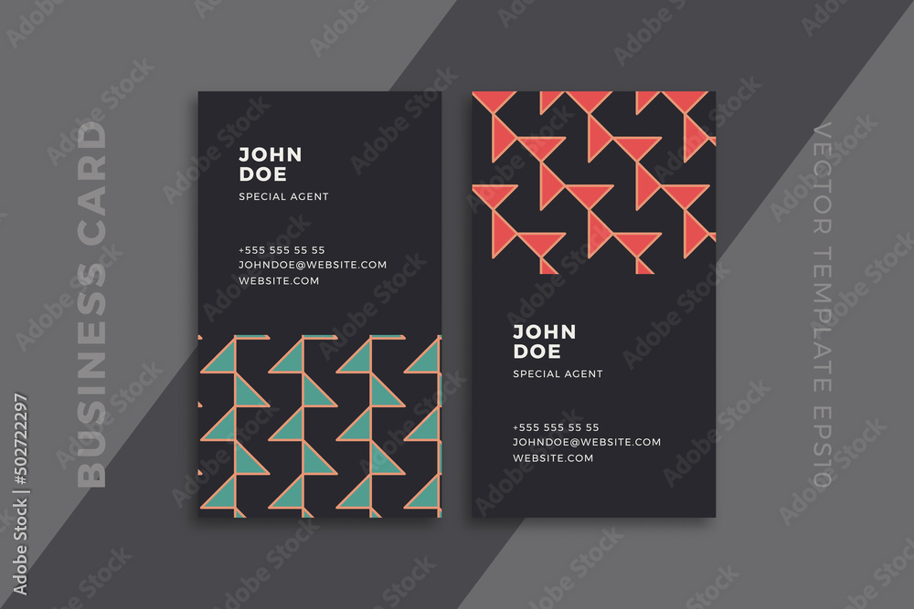 Aufkleber trendy abstract business card vertical dark templates. elegant corporate stationery mockup with arti