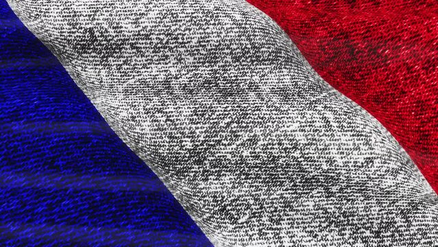 Grunge France flag on denim fabric texture, Germany flag. 4K 3D Grunge Germany flag video waving in wind abstract background concept footage. 