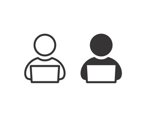 Remote worker, freelancer. User working on laptop. Vector illustration 