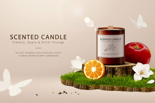 Organic scented candle ad template