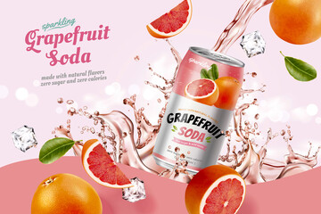 Grapefruit soda banner ad - obrazy, fototapety, plakaty