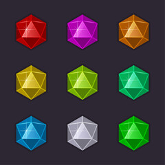 Jewelry Gems Stone Set for Game UI. Vector