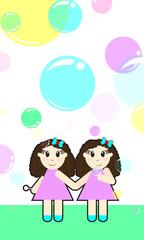 children with bubbles