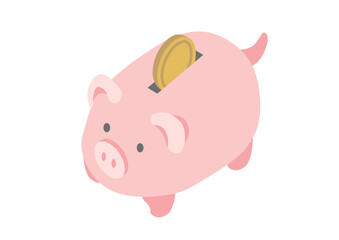 アイソメトリック＿豚の貯金箱