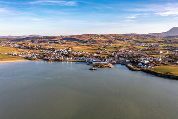 Aerial view of Dunfanaghy in County Donegal at sunset - Ireland