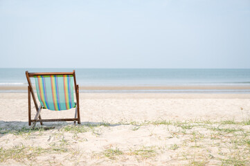 Copy space relax chair on the beach