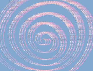 Illustration, bright pink ornamental swirls on baby blue background