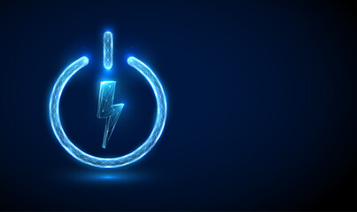 Abstract blue lightning in the power button.