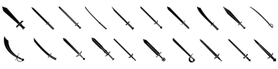 Fotobehang Sword icon vector set. saber illustration sign collection. weapon symbol. steel logo. © Denys