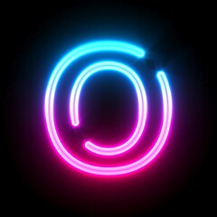 Blue pink glowing neon tube font Letter O 3D