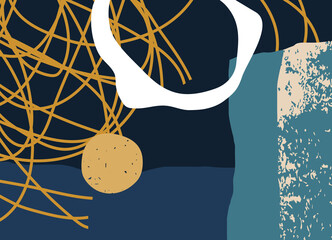 Trendy social media banner template with abstract organic shapes composition in contemporary collage minimal style