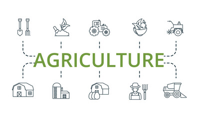 Agriculture set icon. Editable icons agriculture theme such as gardening, egg farm, tractor and more.