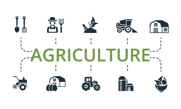 Agriculture set icon. Editable icons agriculture theme such as gardening, egg farm, tractor and more.