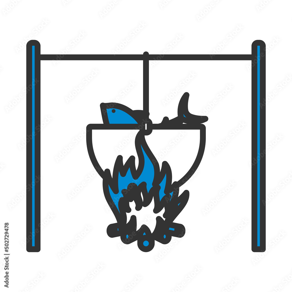 Wall mural Icon Of Fire And Fishing Pot