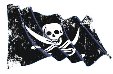Textured Grunge Waving Jolly Roger of Calico Jack