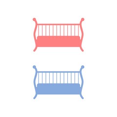 Baby crib cradle bed icon isolated on white background