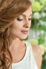 Fototapeta premium Close up portrait of beautiful young woman