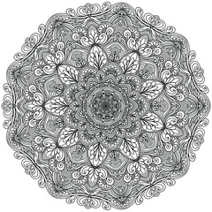 mandala on a white background for coloring decorated with abstract floral ornaments in folk style , vector design mandala