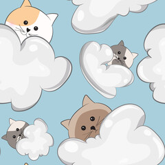 seamless pattern with boho cats cartoon 