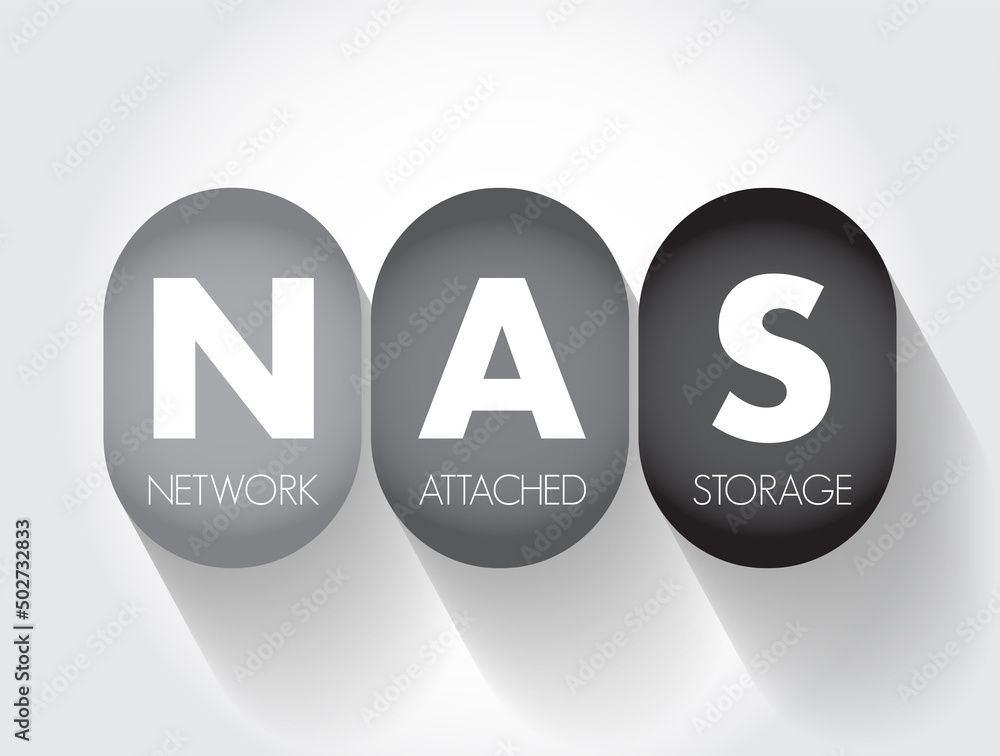 Aufkleber nas network-attached storage - file-level computer data storage server connected to a computer netwo