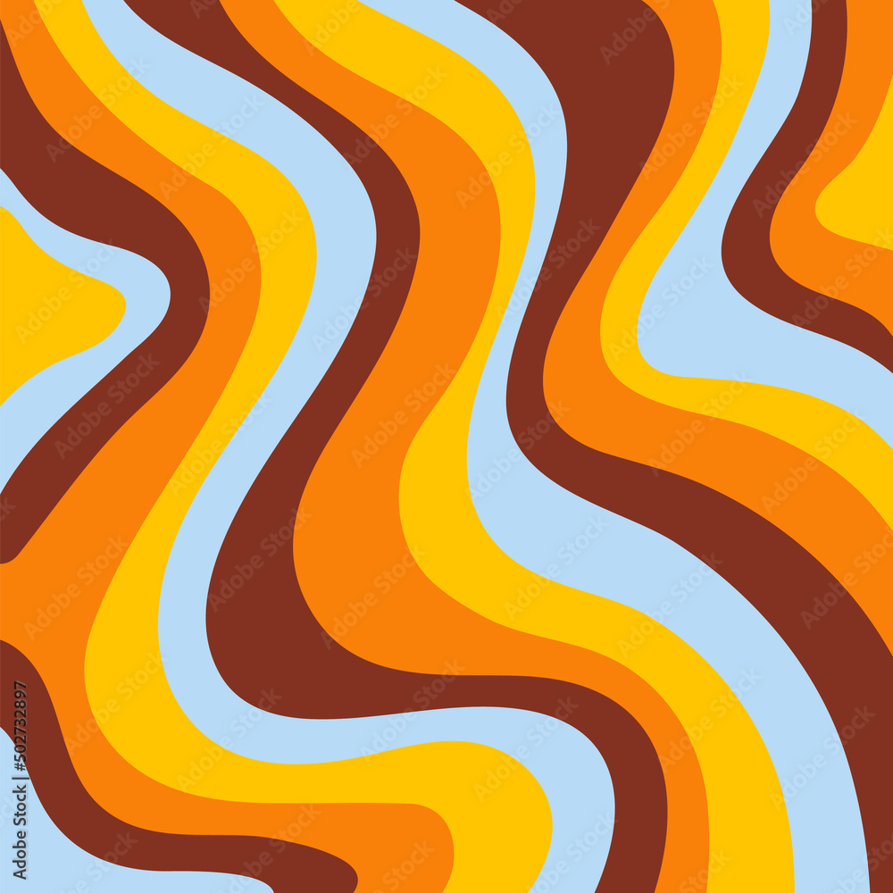 Aufkleber abstract square background with colorful waves. trendy vector illustration in style retro 60s, 70s.