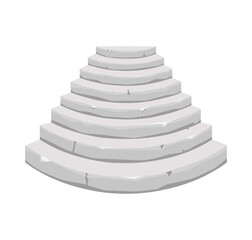 Round Old stone staircase on a white isolated background. For the house and the old castle. Vector cartoon illustration.