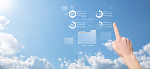 Business developer hand using board framework on virtual modern computer showing innovation Agile...