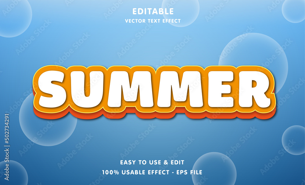 Poster summer editable text effect with modern and simple style, usable for logo or campaign title