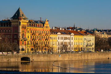 Fototapeta premium View across Vltava River in Prague