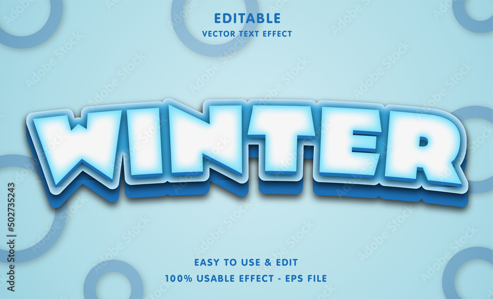 Poster winter editable text effect with modern and simple style, usable for logo or campaign title