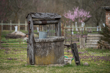 Fototapeta premium Croatia, May 01,2022: Well for drawing water located in the countryside.