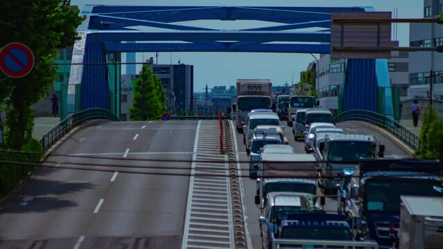 A timelapse of downtown street at Kanpachi avenue in Tokyo long shot