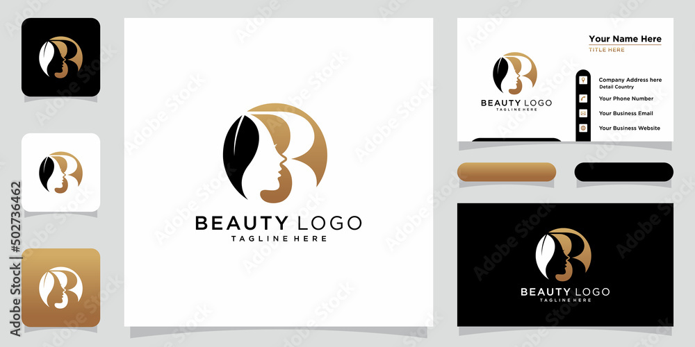 Wall mural Creative letter B logo with Beauty logo style and business card design template