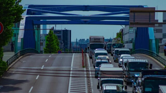 A timelapse of downtown street at Kanpachi avenue in Tokyo long shot zoom