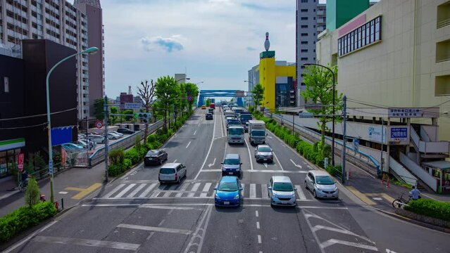 A timelapse of downtown street at Kanpachi avenue in Tokyo wide shot