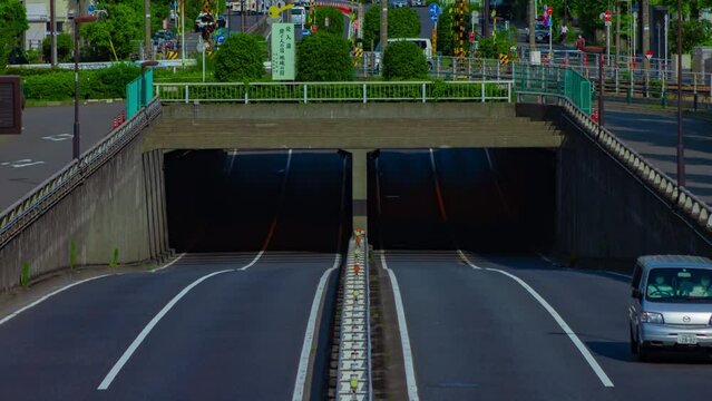 A timelapse of downtown street at Kanpachi avenue in Tokyo long shot panning